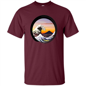 Classic Japanese Zen Art T-shirt, Kanagawa Great Wave Enso