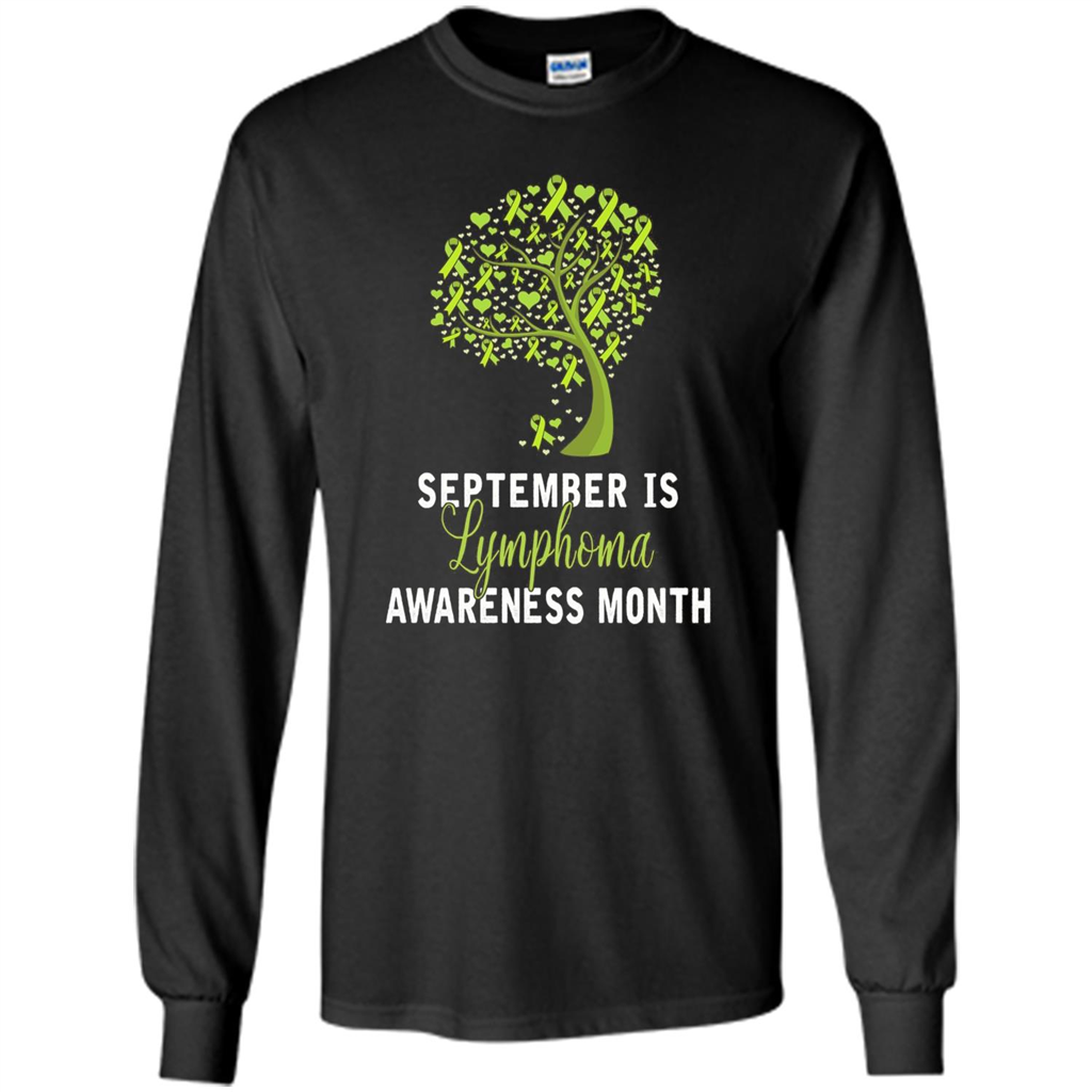Lime Green Ribbon Lymphoma Awareness Month T-shirt Black