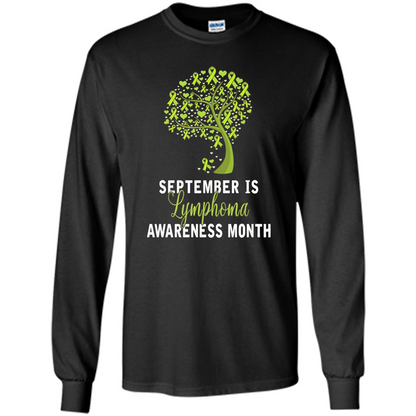 Lime Green Ribbon Lymphoma Awareness Month T-shirt Black