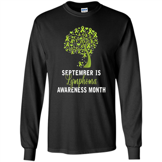 Lime Green Ribbon Lymphoma Awareness Month T-shirt Black