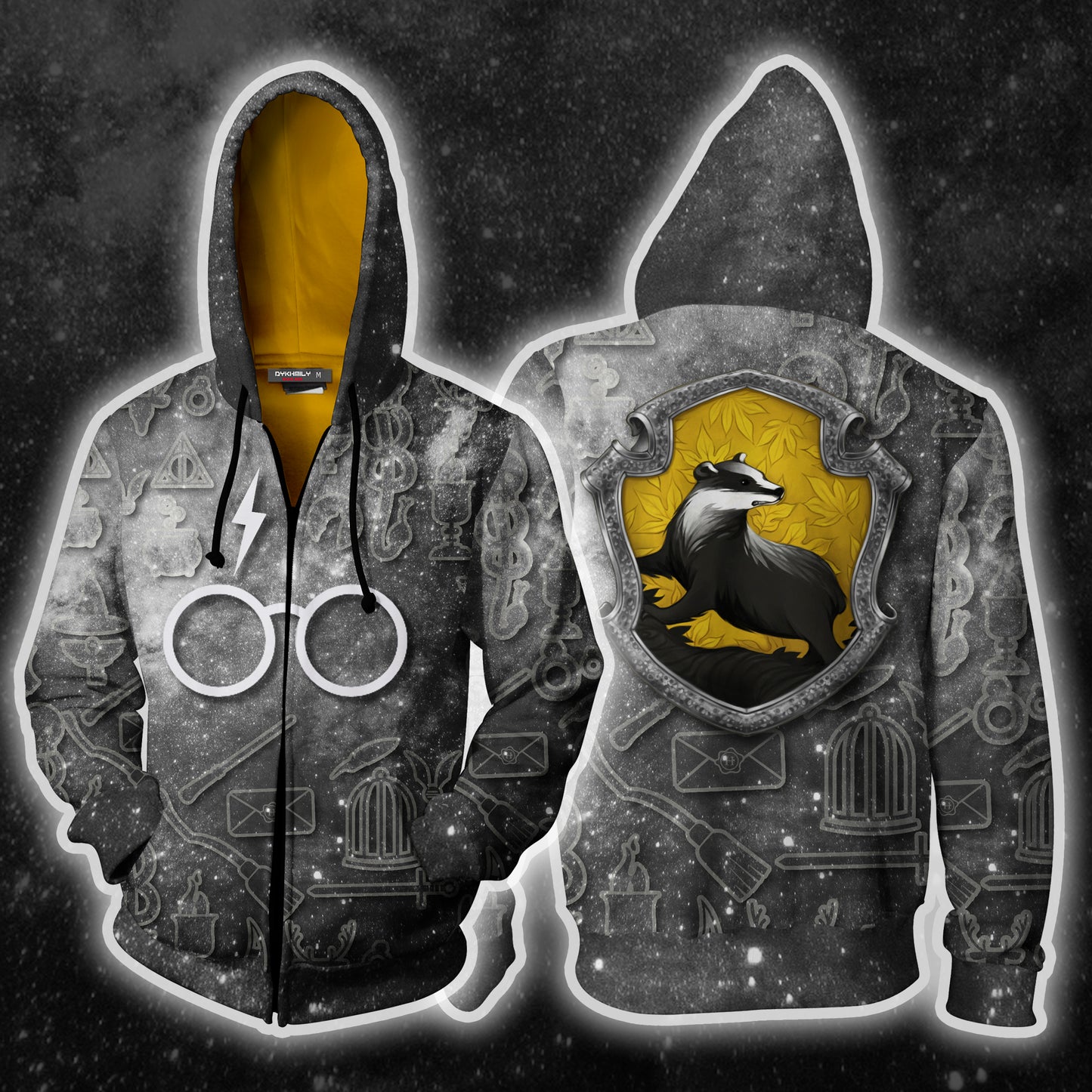 Hufflepuff Logo Harry Potter New Collection Zip Up Hoodie 4XL