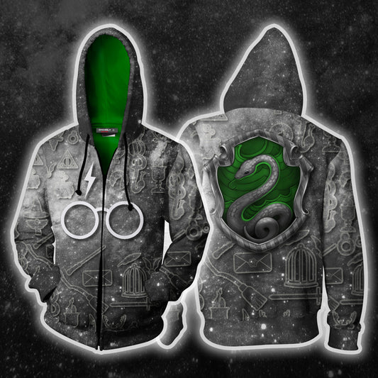 Slytherin Logo Harry Potter New Collection Zip Up Hoodie 4XL