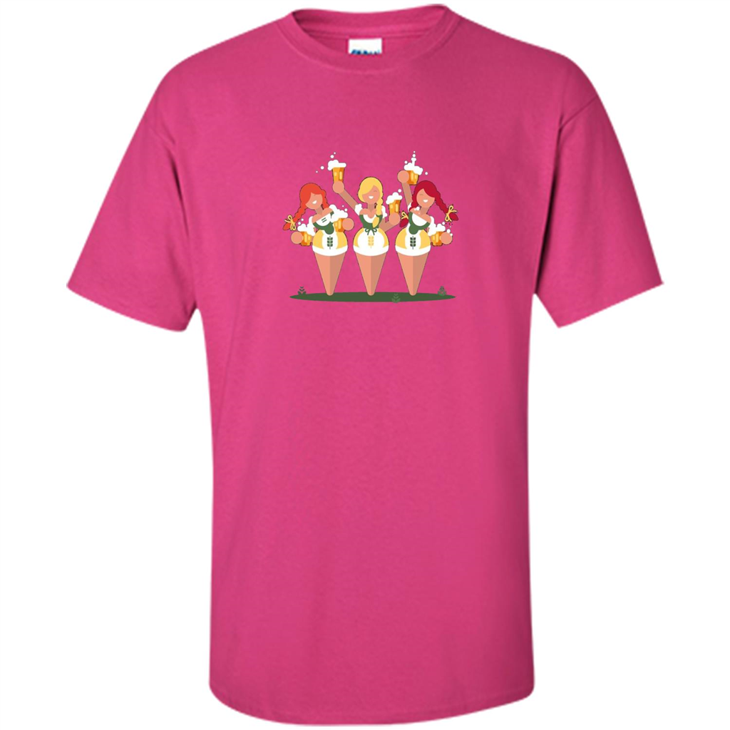 Girls with Steins Beers Oktoberfest T-shirt Heliconia