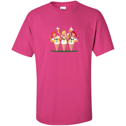 Girls with Steins Beers Oktoberfest T-shirt Heliconia