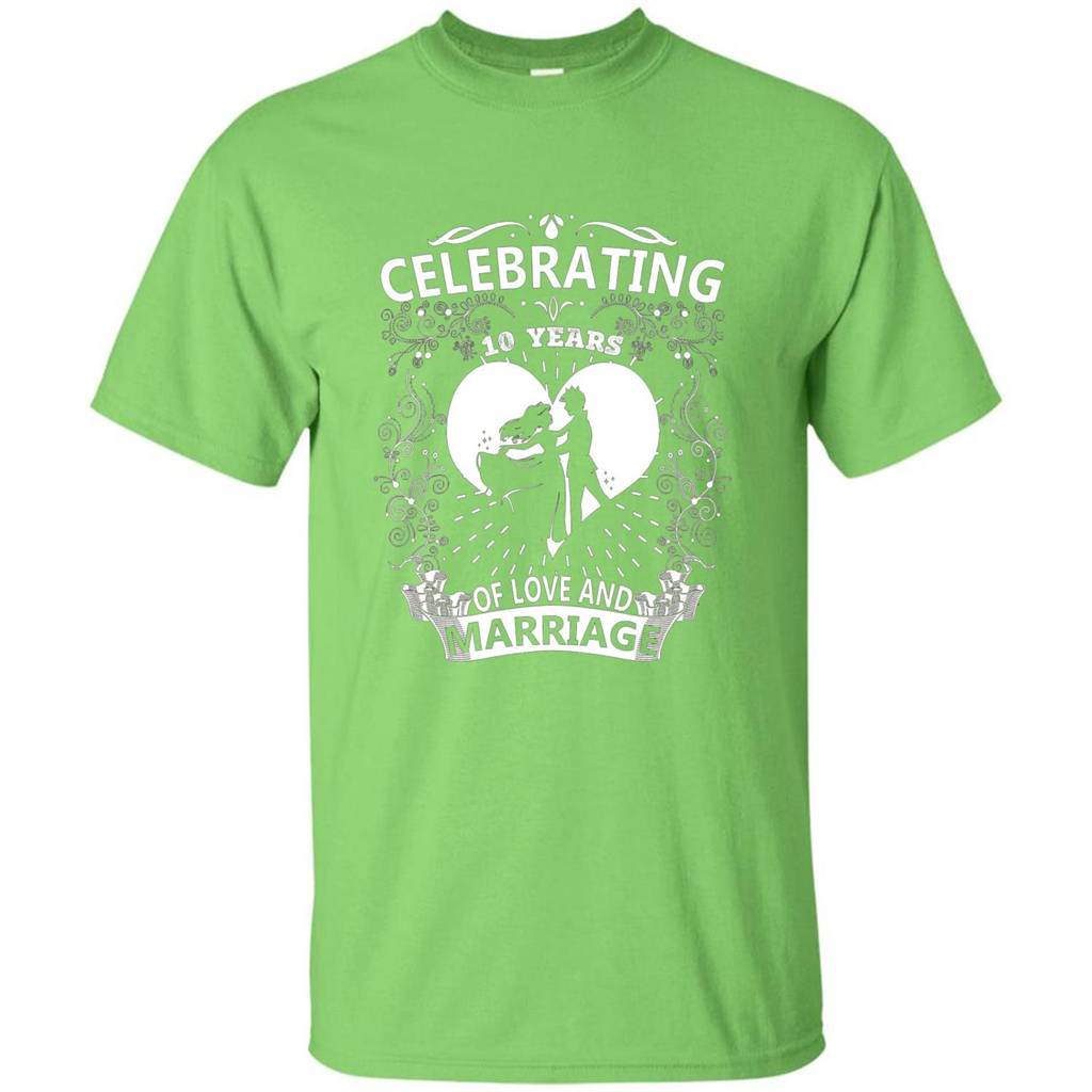 Celebrating 10 Years Wedding Anniversary Tshirt Lime