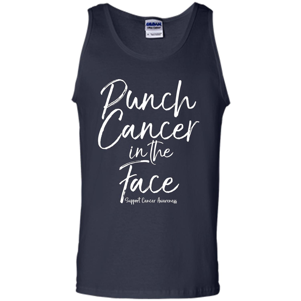Punch Cancer in the Face Support Cancer Awareness T-shirt Navy