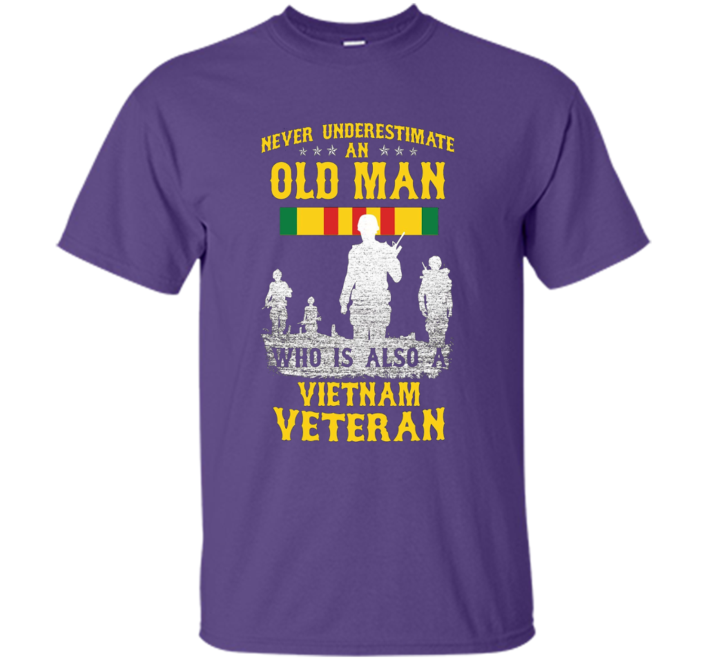 Mens Never Underestimate an OLD MAN Vietnam Veteran - Gift Tee cool shirt Purple