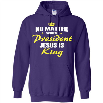 Christian T-shirt No Matter Who's President Jesus Is King Purple