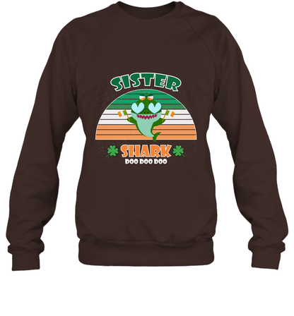 Irish Sister Shark Saint Patricks Day Family Shirt Sweatshirt Dark Chocolate