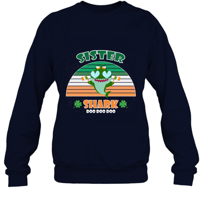Irish Sister Shark Saint Patricks Day Family Shirt Sweatshirt Navy