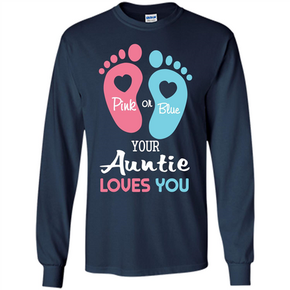 Baby T-shirt Pink Or Blue Your Auntie Loves You Navy