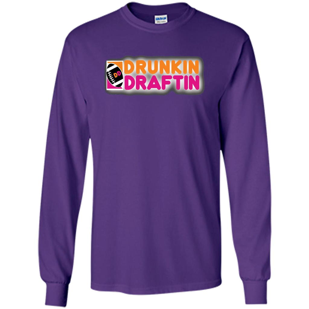 Drunkin' Draftin' T-shirt Funny Fantasy Football Draft T-shirt Purple