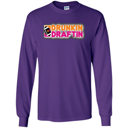 Drunkin' Draftin' T-shirt Funny Fantasy Football Draft T-shirt Purple