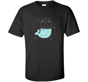 MerKitty Mermaid Cat Girls Shirt Blue shirt