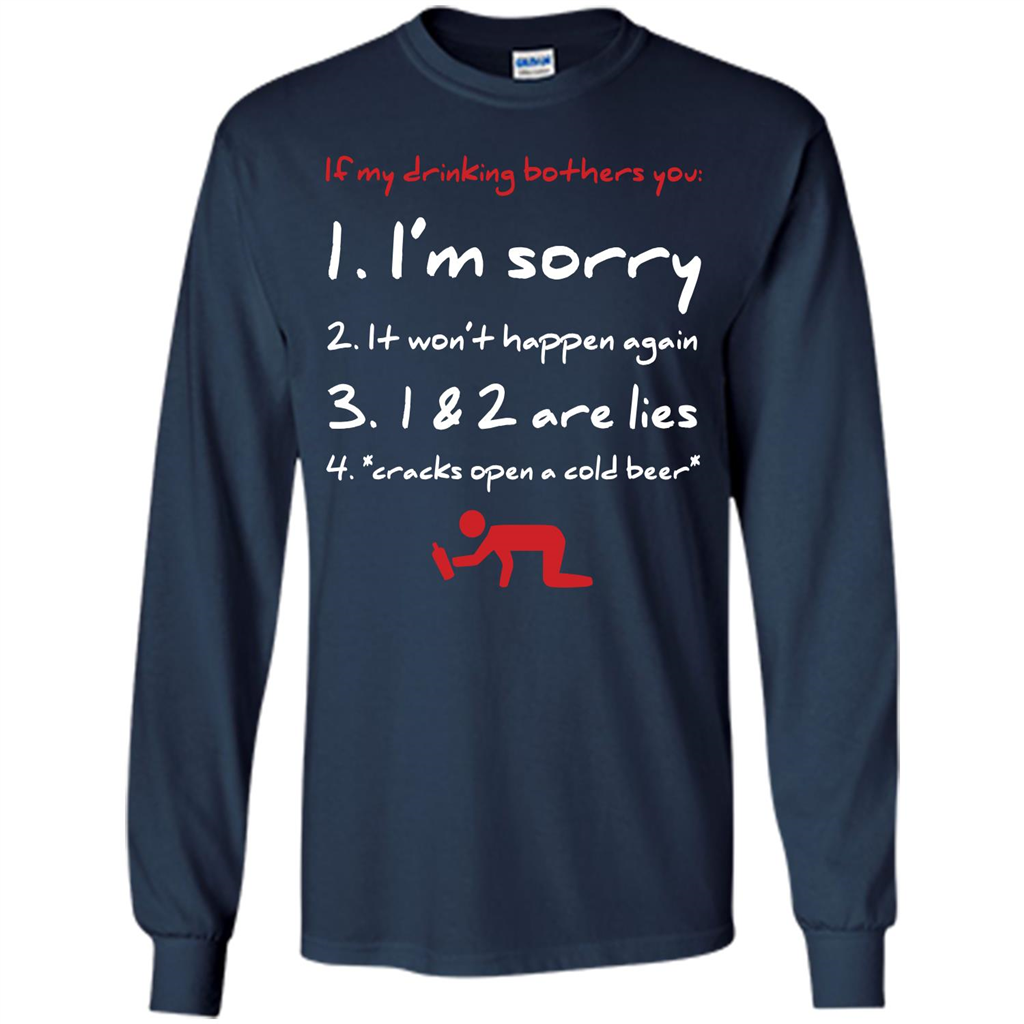 Beer T-shirt If My Drinking Bothers You T-shirt Navy