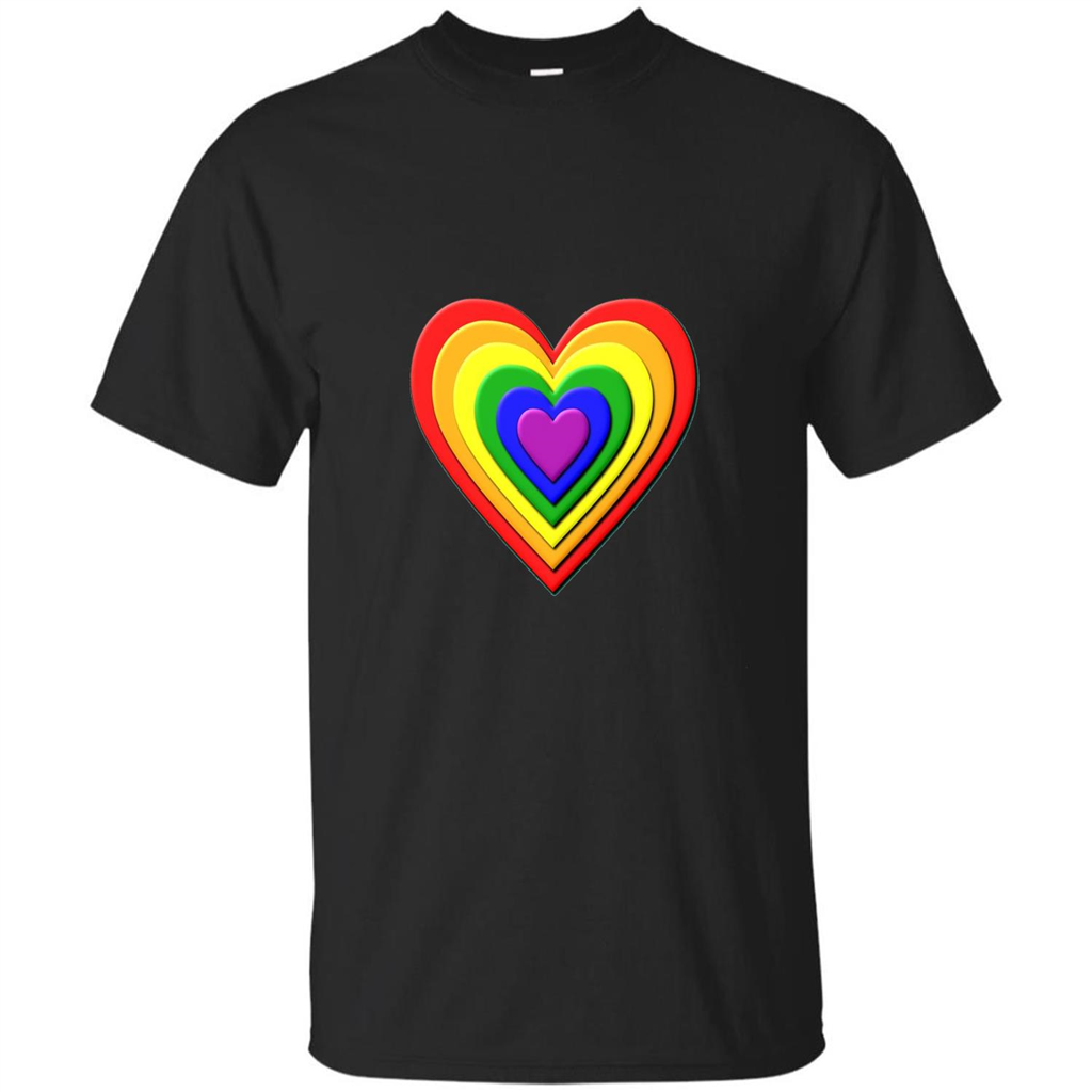 LGBT T-shirt Rainbow Heart T-shirt Black