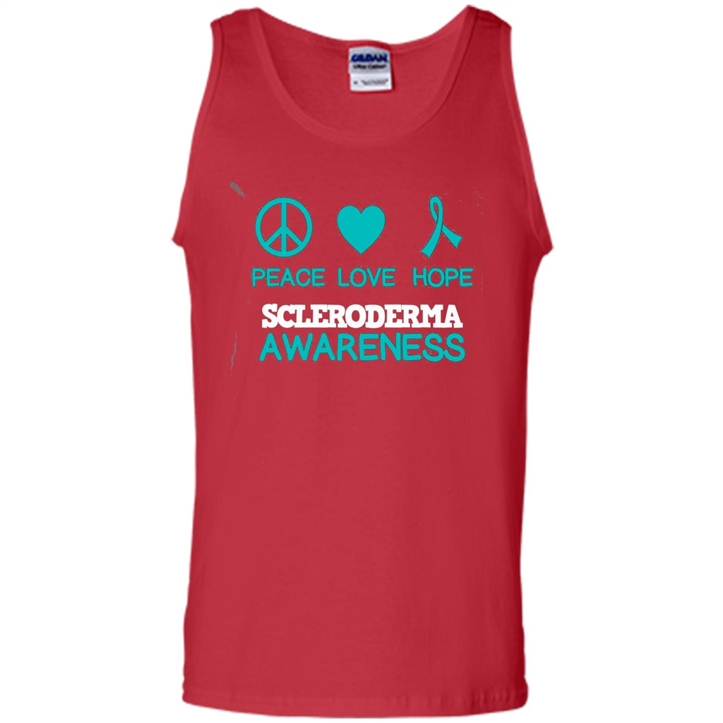 Scleroderma Awareness Ribbon Support T-shirt Peace Love Hope T-shirt Red