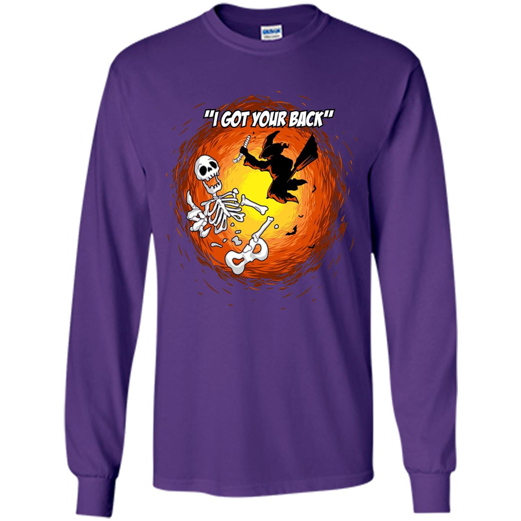 Funny Witch Skeleton Halloween 2017 I Got Your Back T-shirt Purple