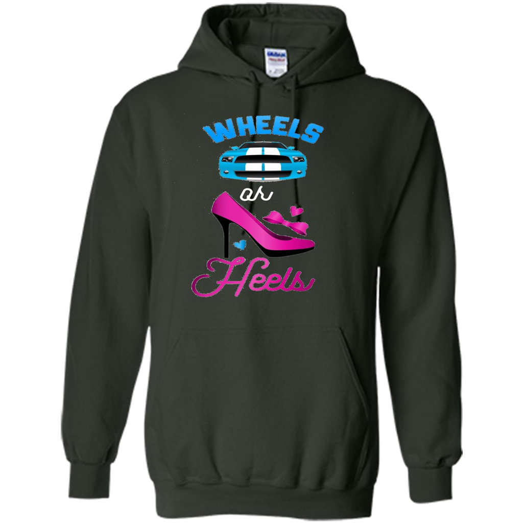 Wheels Or Heels We Love You Gender Reveal Party T-shirt Forest Green