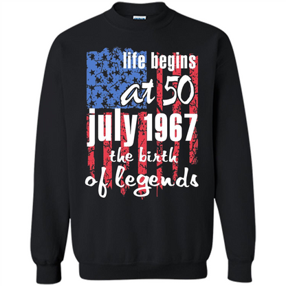 Life Begins At 50 T-shirt July 1967 The Birth Of Legends T-shirt Black