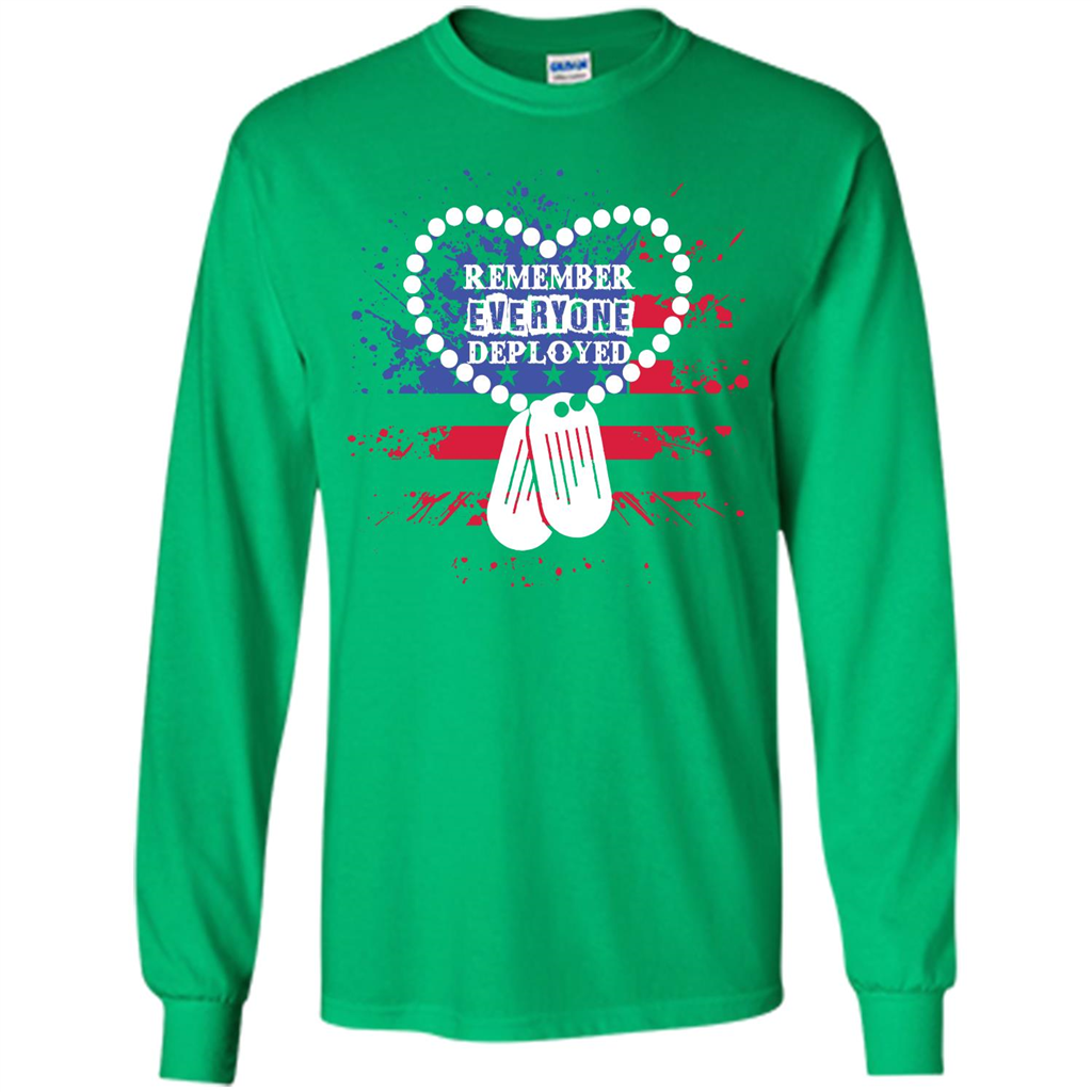 Military T-shirt RED Remember Everyone Deployed Irish Green