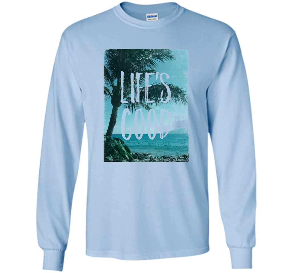 Life's Good Palm Tree T-Shirt cool shirt Light Blue