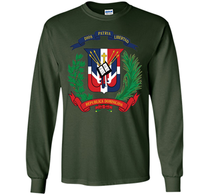 Dominican Republic Coat Of Arms T Shirt National Emblem cool shirt Forest Green