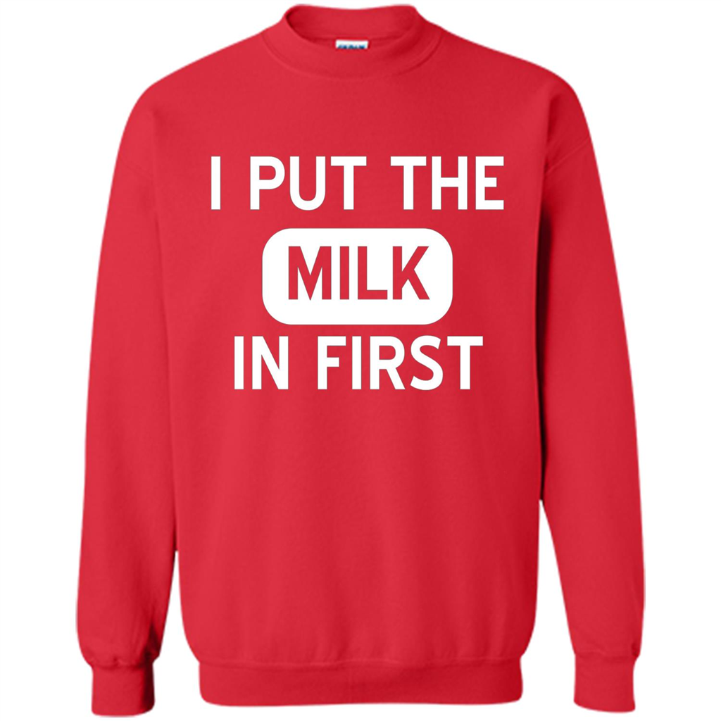 England British Biscuit Cereal T-shirt I Put The Milk In First Red