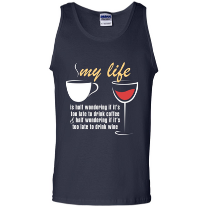 Wine T-shirt Half Wondering If It‰۪s Too Late To Drink Wine Navy
