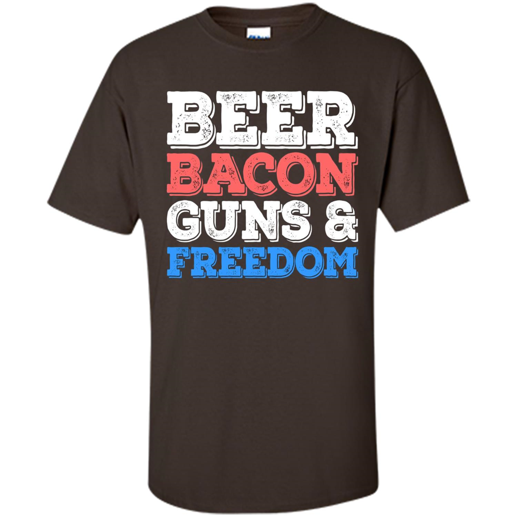 Beer Bacon Guns And Freedom T-Shirt Fourth of July Gift Dark Chocolate