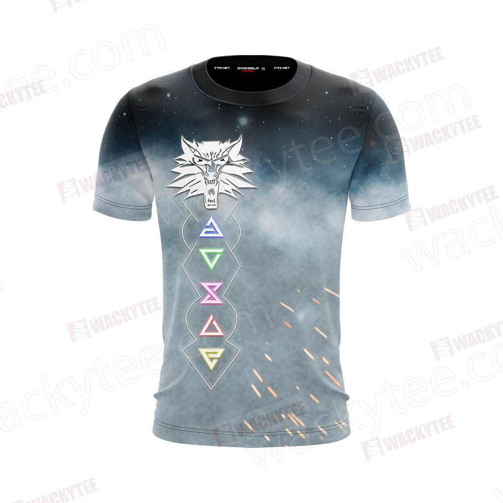 The Witcher 3 Wild Hunt Wild White Wolf Symbol 3D T-shirt