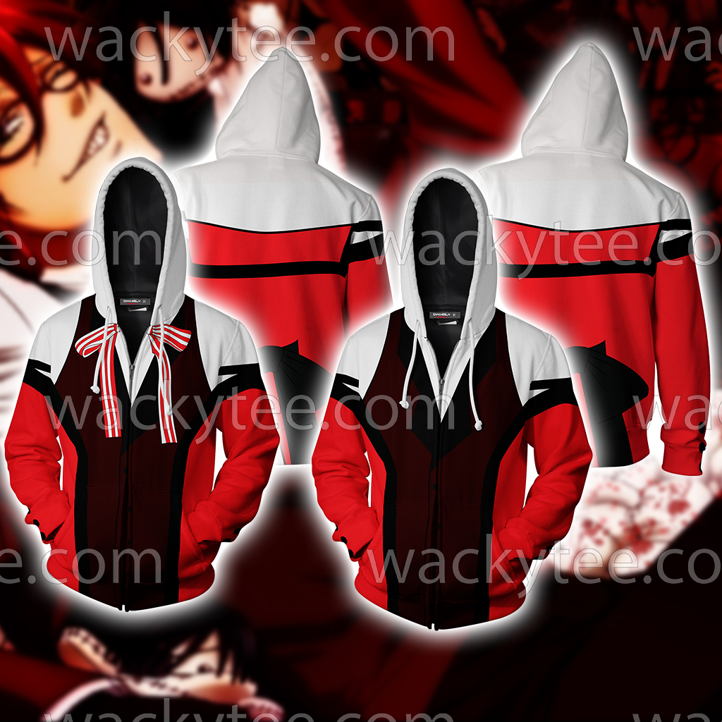 Black Butler Grell Sutcliff Cosplay Zip Up Hoodie Jacket