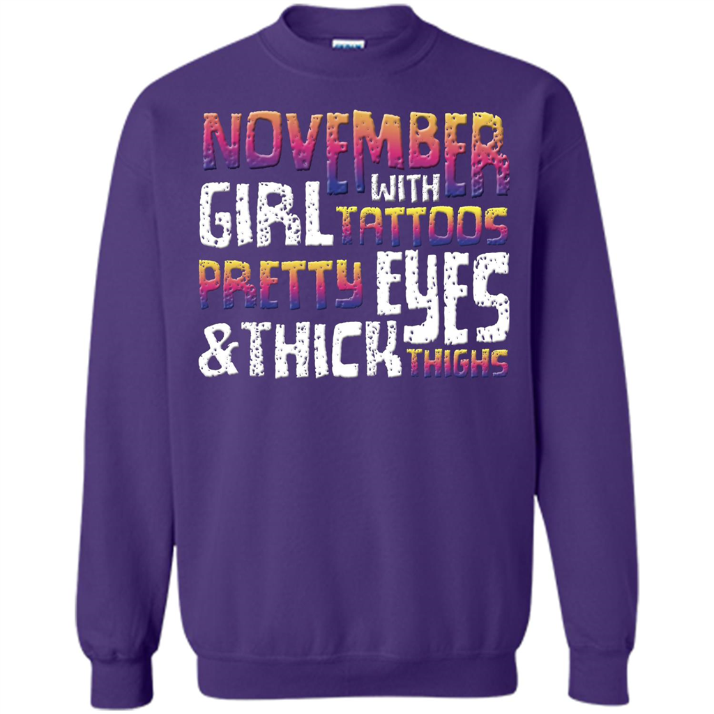 November Girl T-shirt With Tattoos Pretty Eyes and Thick Thighs Orange