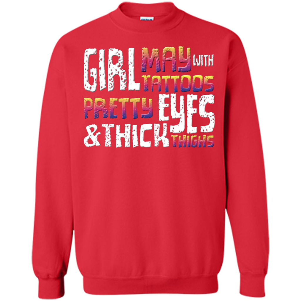 May Girl T-shirt With Tattoos Pretty Eyes and Thick Thighs Red