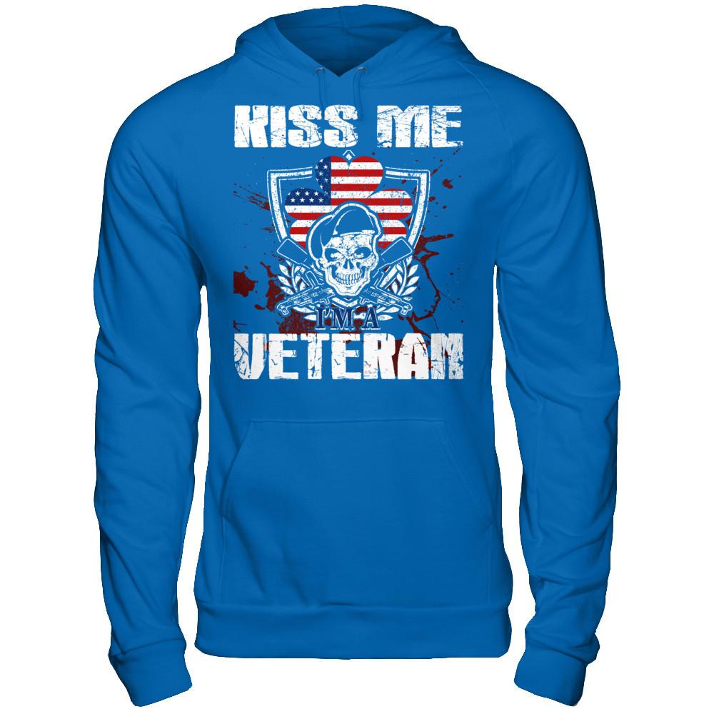 Kiss Me I'm A Veteran T-shirt Gildan - Pullover Hoodie Royal