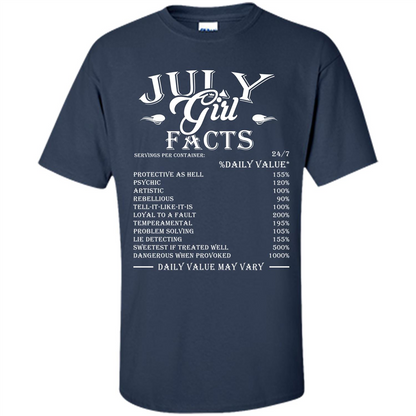 July Girl Facts T-shirt Navy