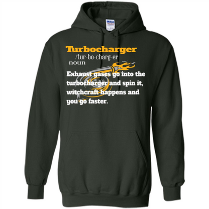 Car Lover T-shirt Turbocharger Exhaust Gases Go Into The Turbocharger Forest Green