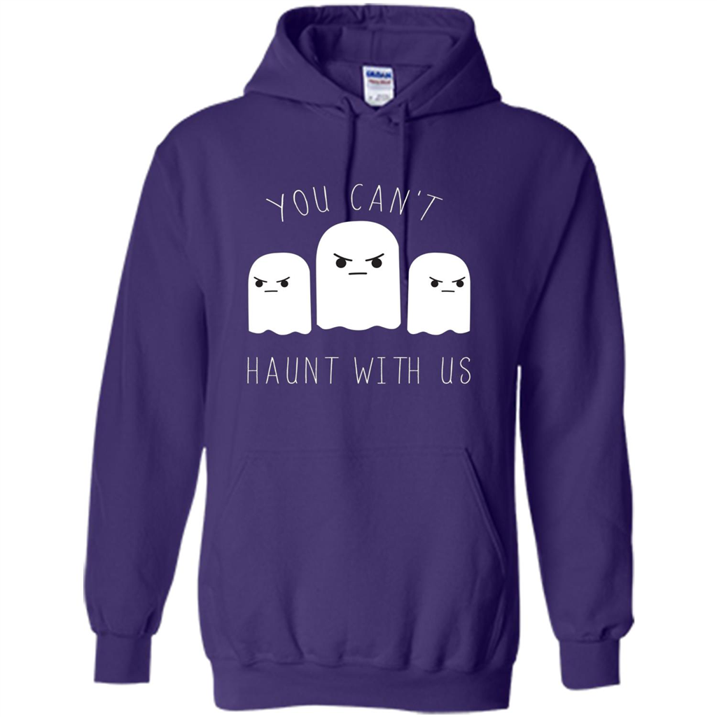 Funny Halloween Ghost T-shirt You Can't Haunt With Us T-Shirt Purple
