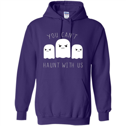 Funny Halloween Ghost T-shirt You Can't Haunt With Us T-Shirt Purple
