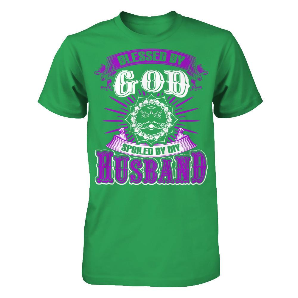 Blessed By God Spoiled By My Husband T-shirt Next Level - Unisex Fitted Tee Kelly Green