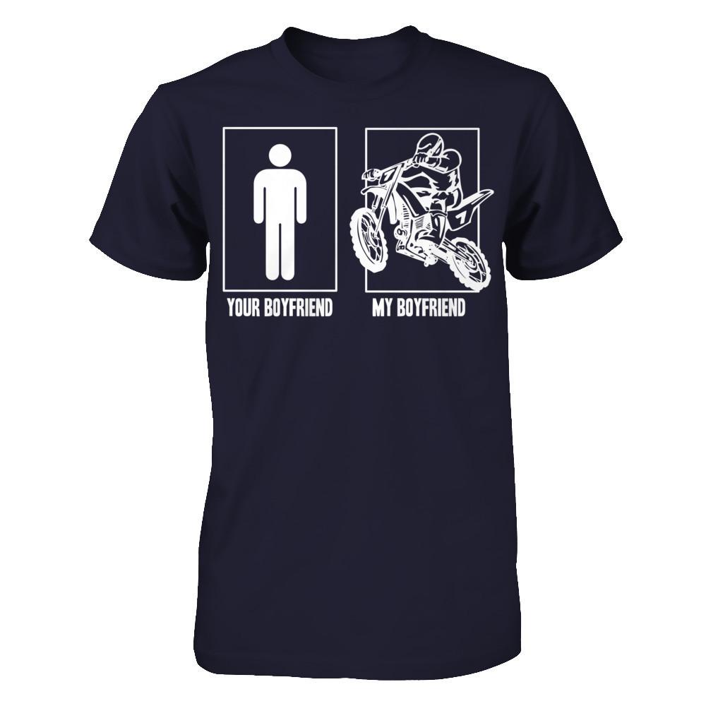 Your Boyfriend- My Boyfriend - Rider Next Level - Unisex Fitted Tee Midnight Navy