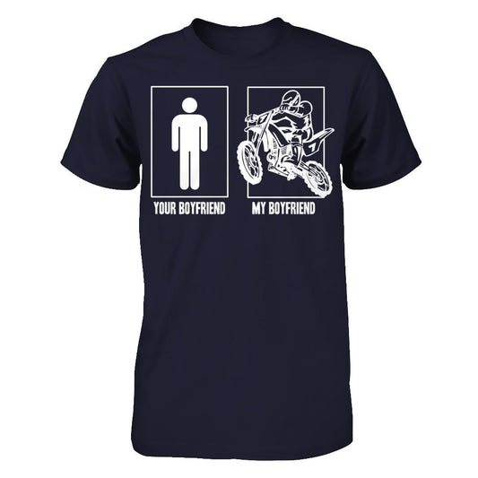 Your Boyfriend- My Boyfriend - Rider Next Level - Unisex Fitted Tee Midnight Navy