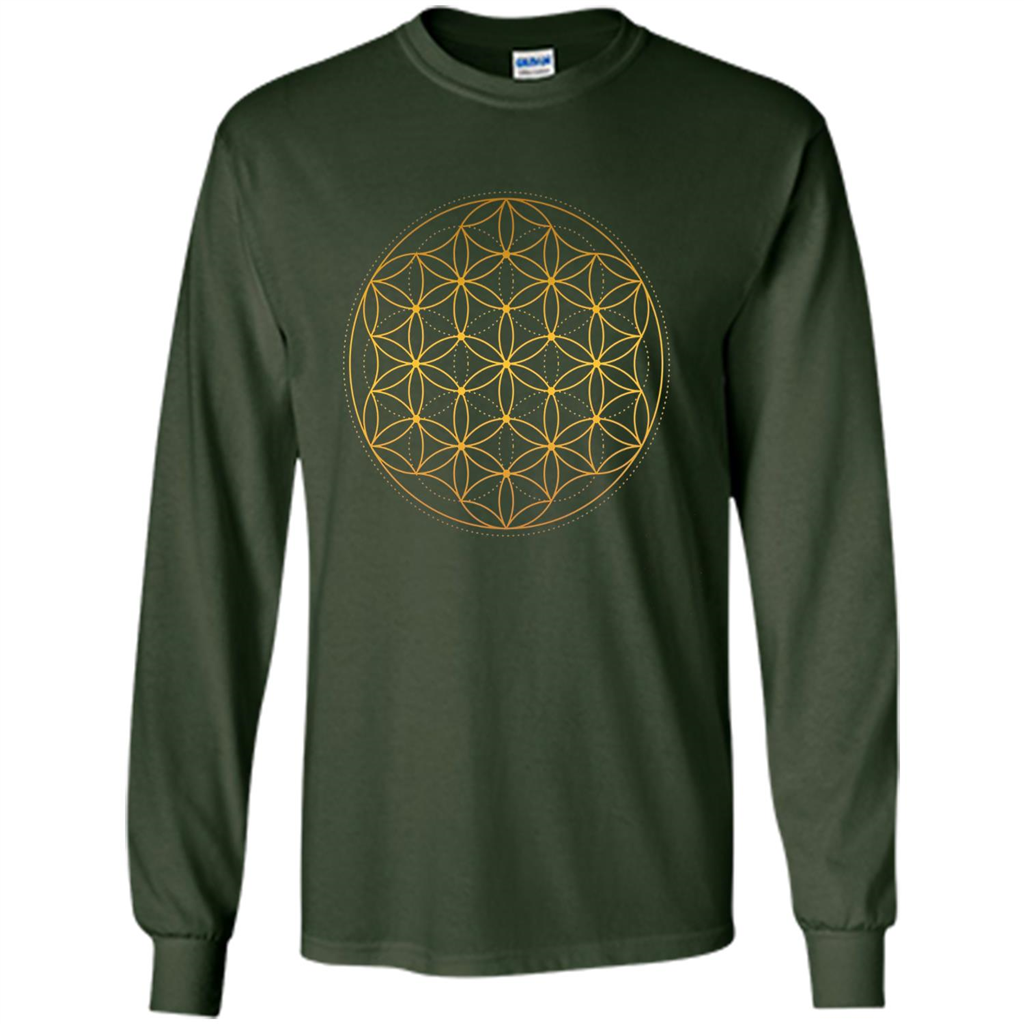 Beautiful Gold Sacred Geometry T-shirt Forest Green
