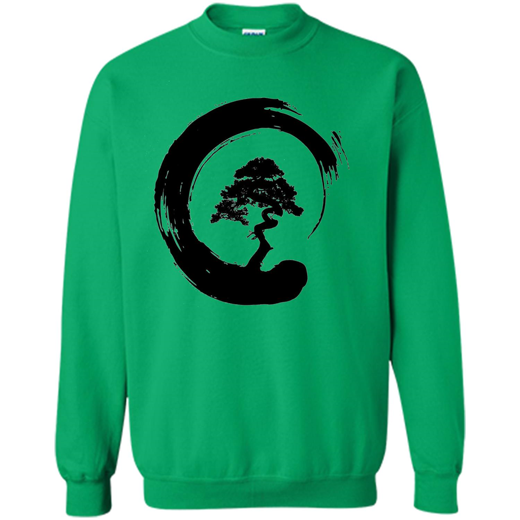 Bonsai Tree in Enso Circle - Buddhist Zen Calligraphy t-hirt Irish Green