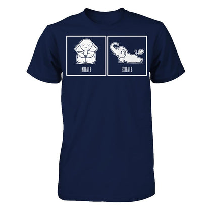 Elephant Inhale - Exhale T-shirt Gildan - Short Sleeve Tee Navy