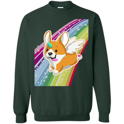 Rainbow Unicorg Corgi Lover T-shirt Forest Green