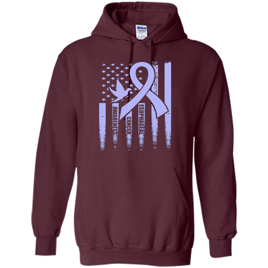 Esophageal Cancer USA Flag Periwinkle Ribbon and Dove T-shirt Maroon