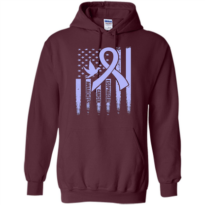 Esophageal Cancer USA Flag Periwinkle Ribbon and Dove T-shirt Maroon