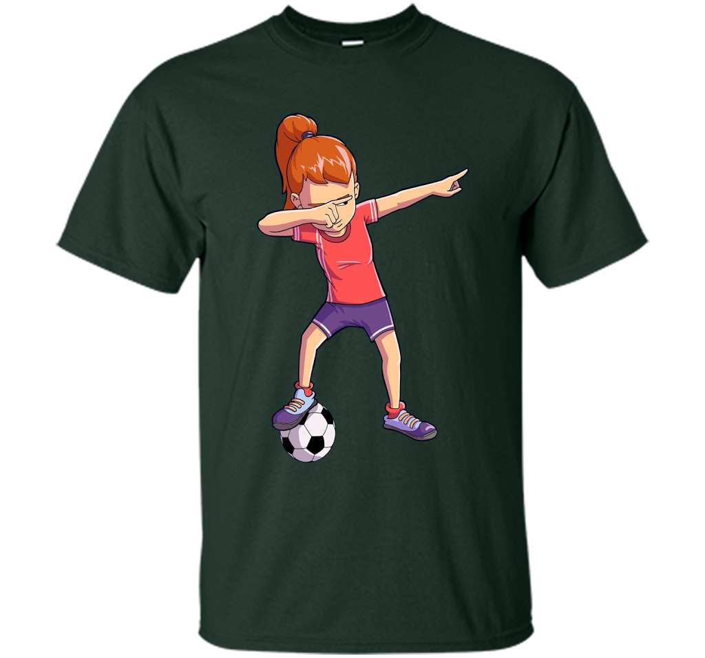 Soccer Dabbing Girl Dab Dance T-shirt Funny Football Tee shirt Forest Green