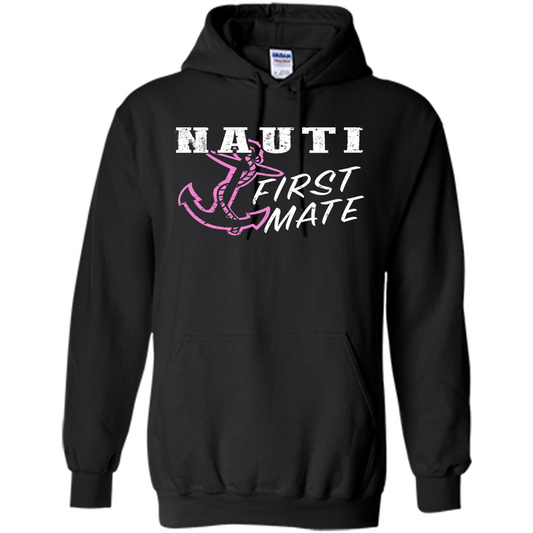 Boating Captain T-shirt Nauti First Mate Black